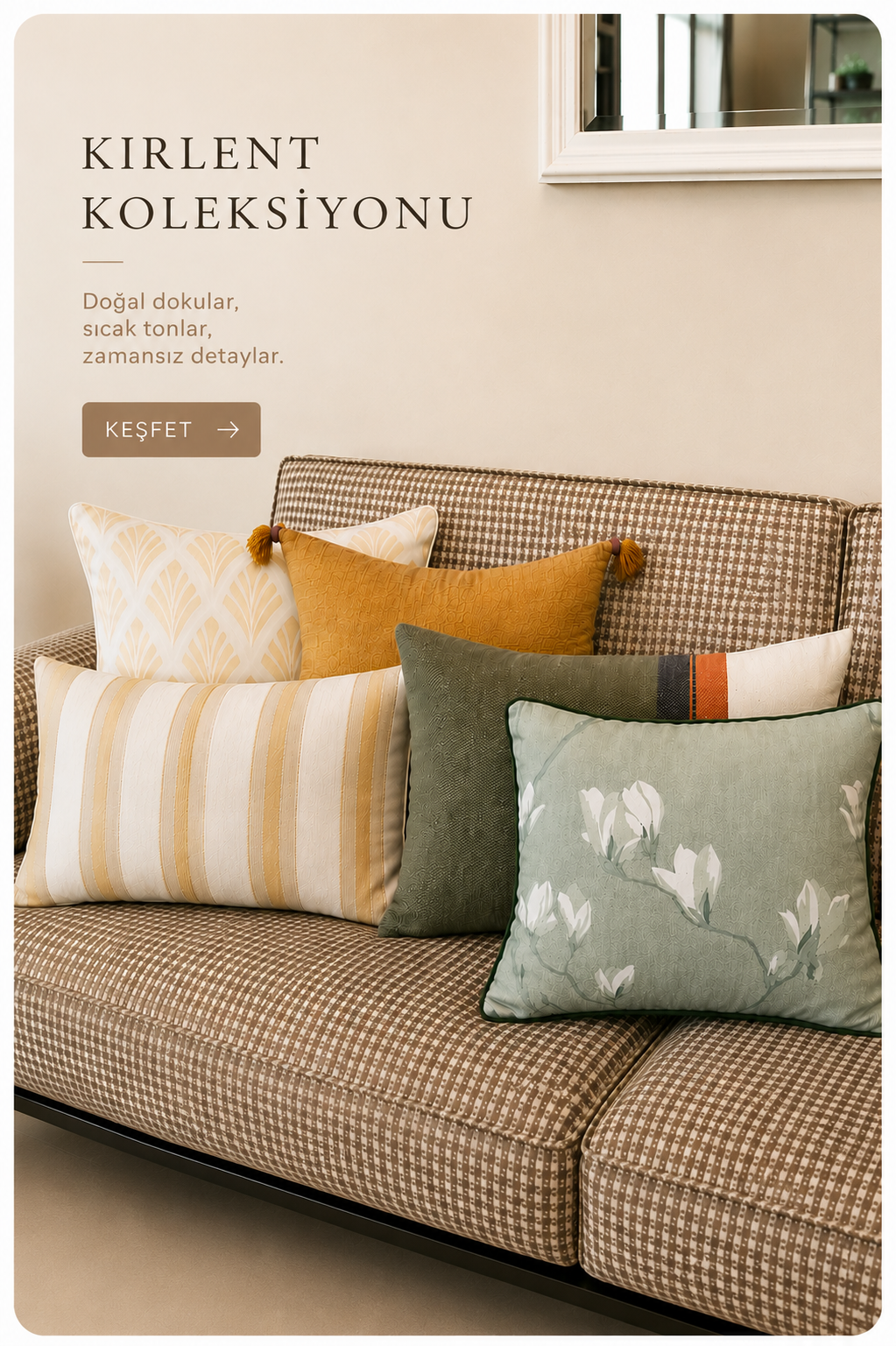 Mixa Interiors Kırlentler koleksiyonu doğal tonlar